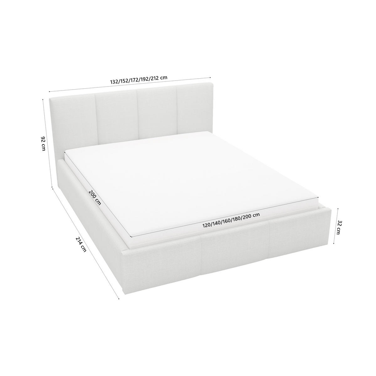 POLSTERBETT Celano Slim 140x200 cm, Grau - Grau, Textil (140/200cm) - Fedve