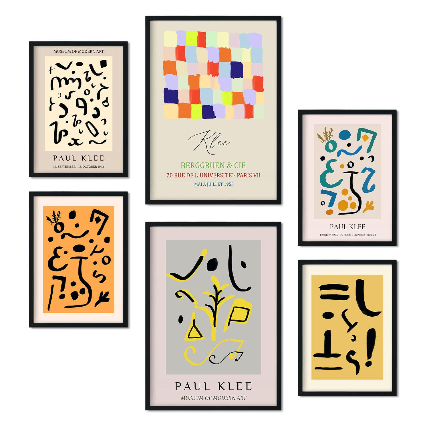 POSTER Set Mit 6 Von Paul Klee Sammlung A3 & A4 Rahmenlos - Klar, Papier (29/3cm) - Nacnic