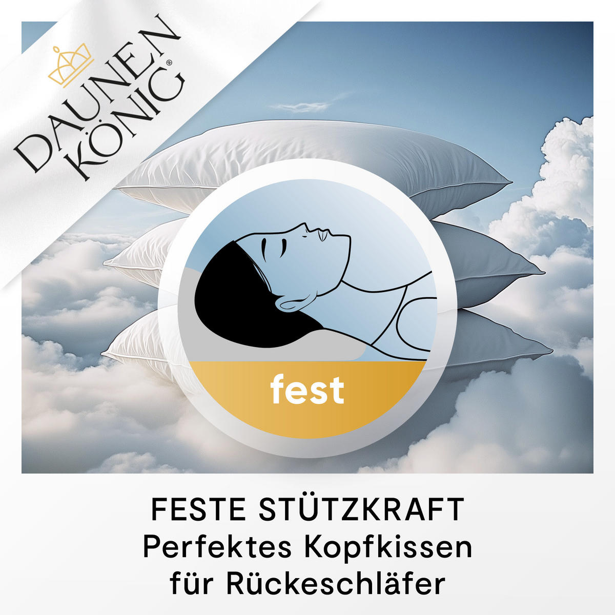 DAUNENKOPFKISSEN ROYAL Gänsedaunen fest - Weiß, Naturmaterialien/Textil (80/80cm) - Daunenkönig