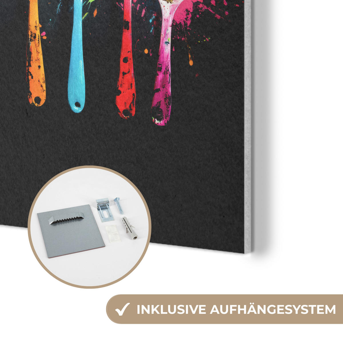 AKUSTIKBILD Löffel - Gewürze - Modern - Graffiti - Farbe - Farbenfroh Akustikpaneele 80x80 cm - Multicolor, Kunststoff (80/80/0.9cm) - MuchoWow