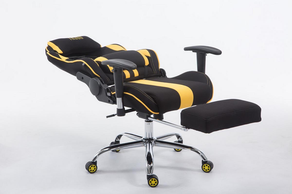 GAMINGSTUHL Limitless-2, Stoff mit Fußablage Schwarz/Gelb - Gelb, Textil/Metall (70/135/58cm) - TPFLiving