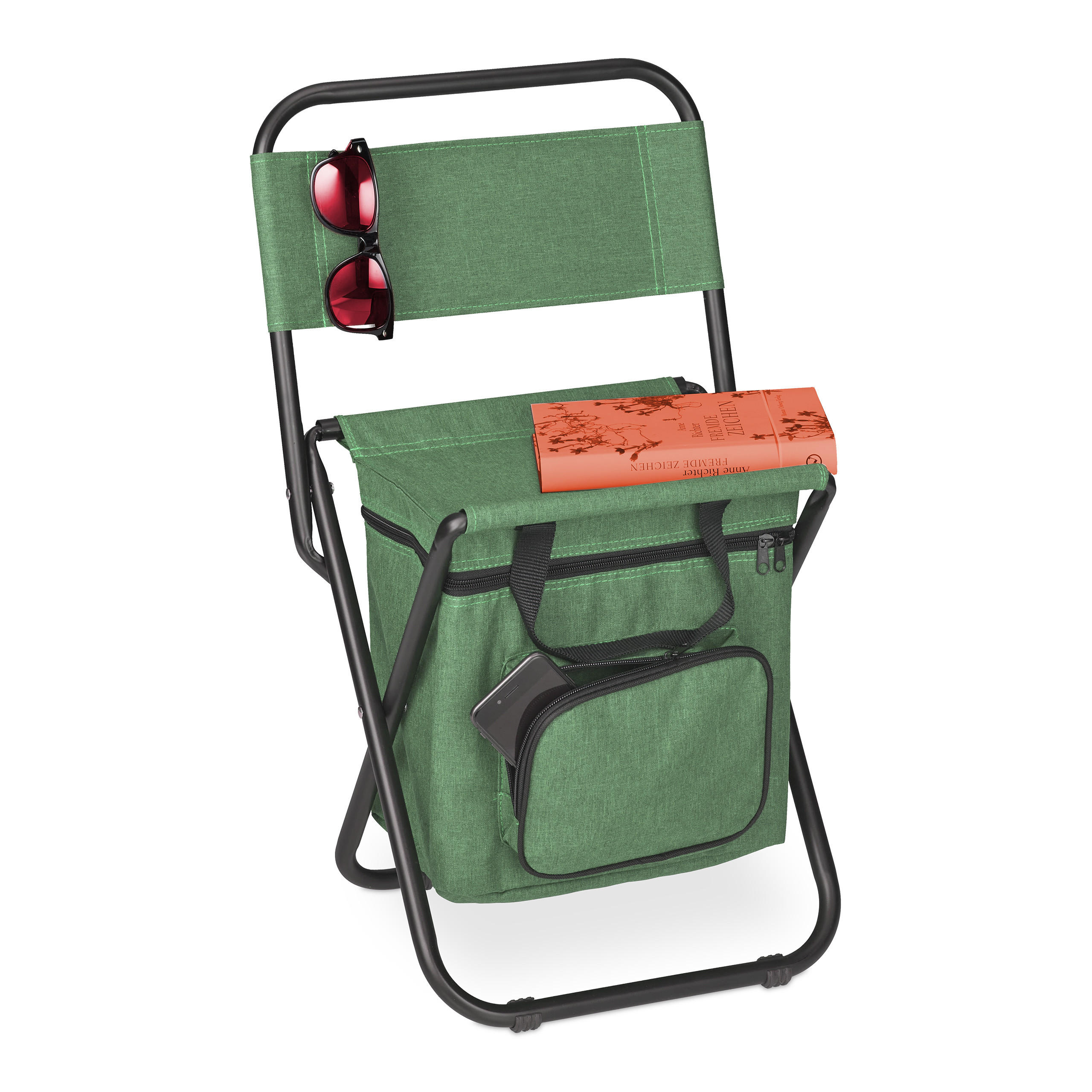 CAMPINGHOCKER - Grün, Textil/Metall (35/60/35cm) - Relaxdays