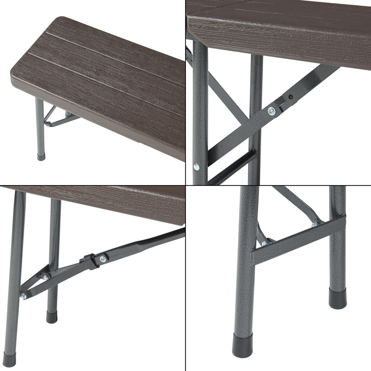 KLAPPBANK Lillestrøm - Dunkelbraun, Kunststoff/Metall (180/43/25cm) - [en.casa]