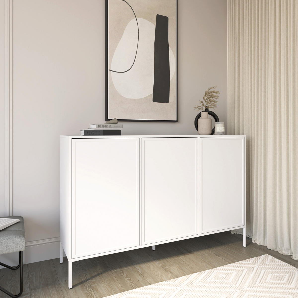 SIDEBOARD Velveto biely 150cm - biela, kov/kompozitné drevo (150/86/40cm) - Selsey