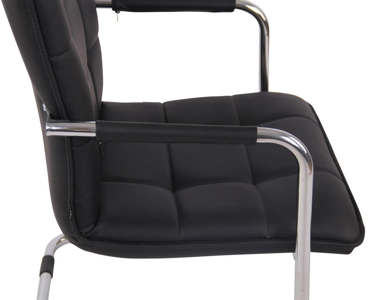SCHWINGSTUHL 2er Set Lederlook schwarz - Chromfarben/Schwarz, Textil/Metall (57/89/64cm) - CLP