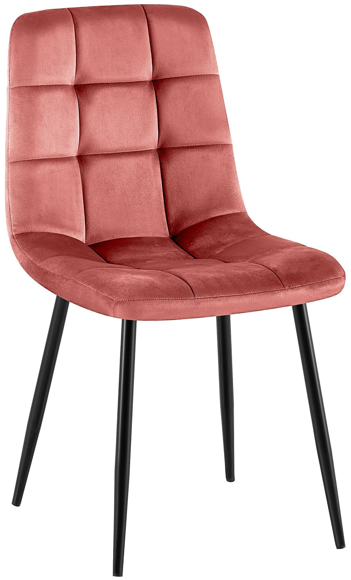 STUHL Samt Rosa - Schwarz/Rosa, Textil/Metall (45/84/55cm) - CLP