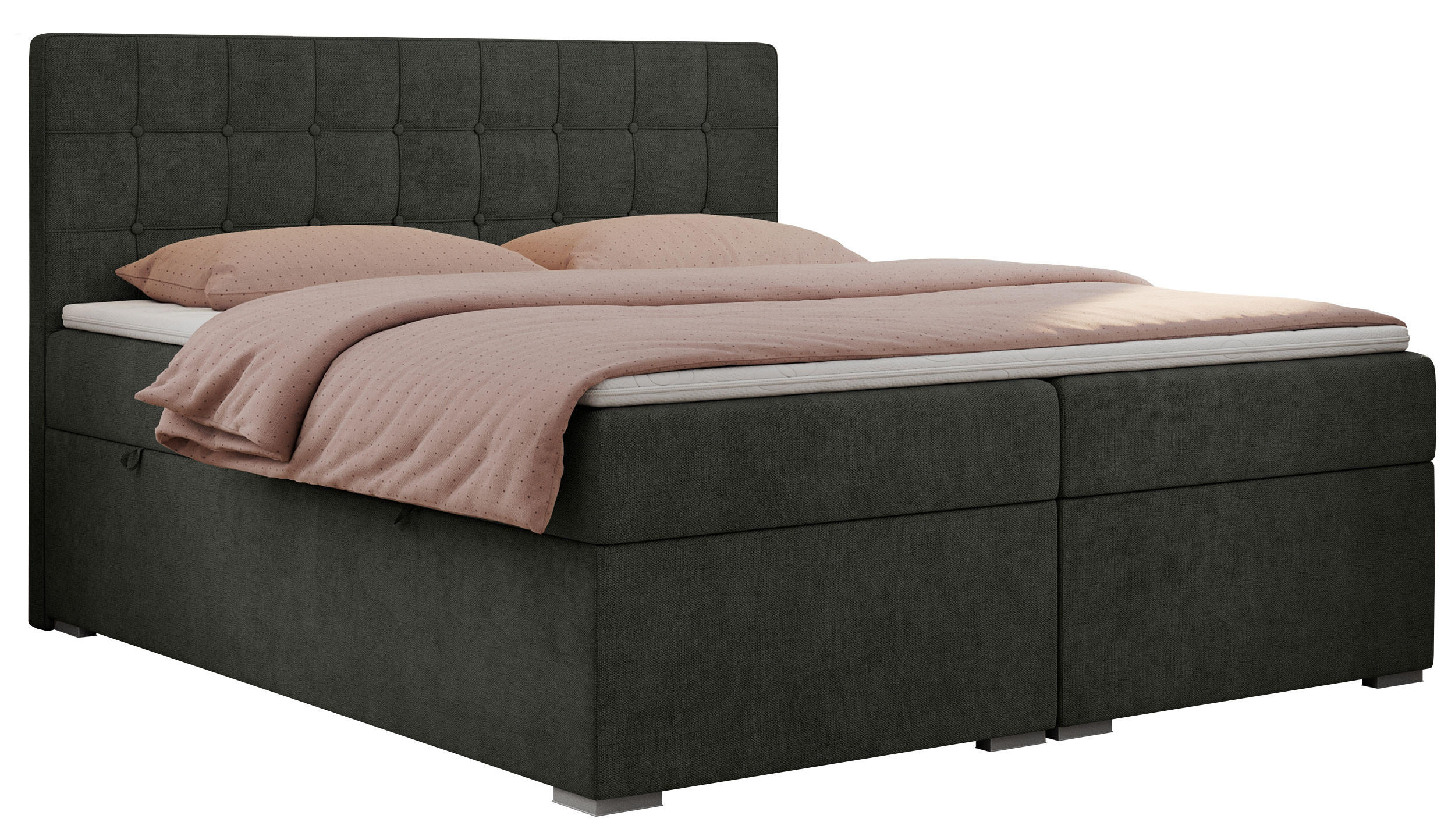 BOXBETT CARMEN 140/200 Dunkelgrau Struktur - H3 - Dunkelgrau, Holz/Textil (140/200cm) - MKS