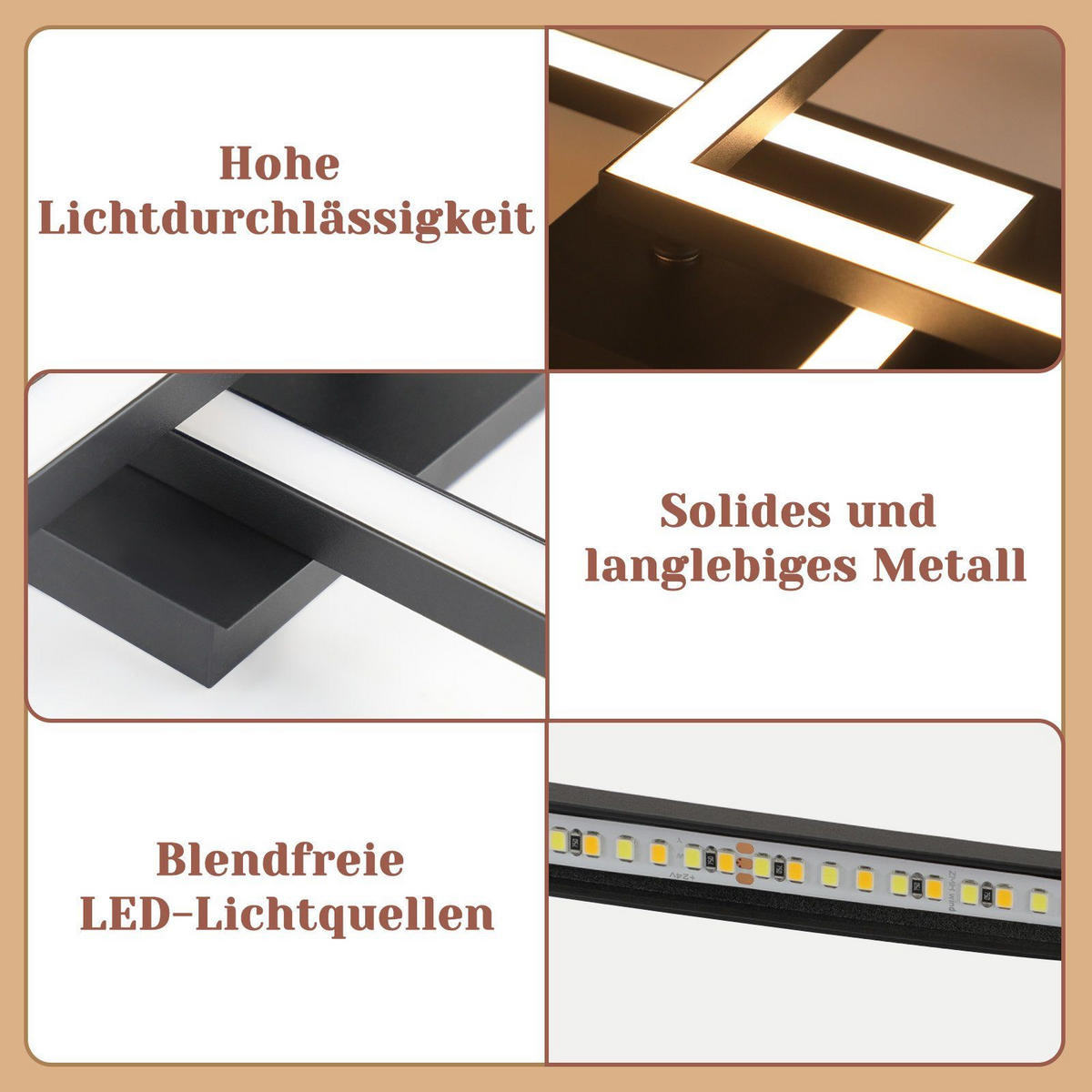 LED-DECKENLEUCHTE Eis 47/30/6 cm - Schwarz, Metall (47/30/6cm) - Nettlife