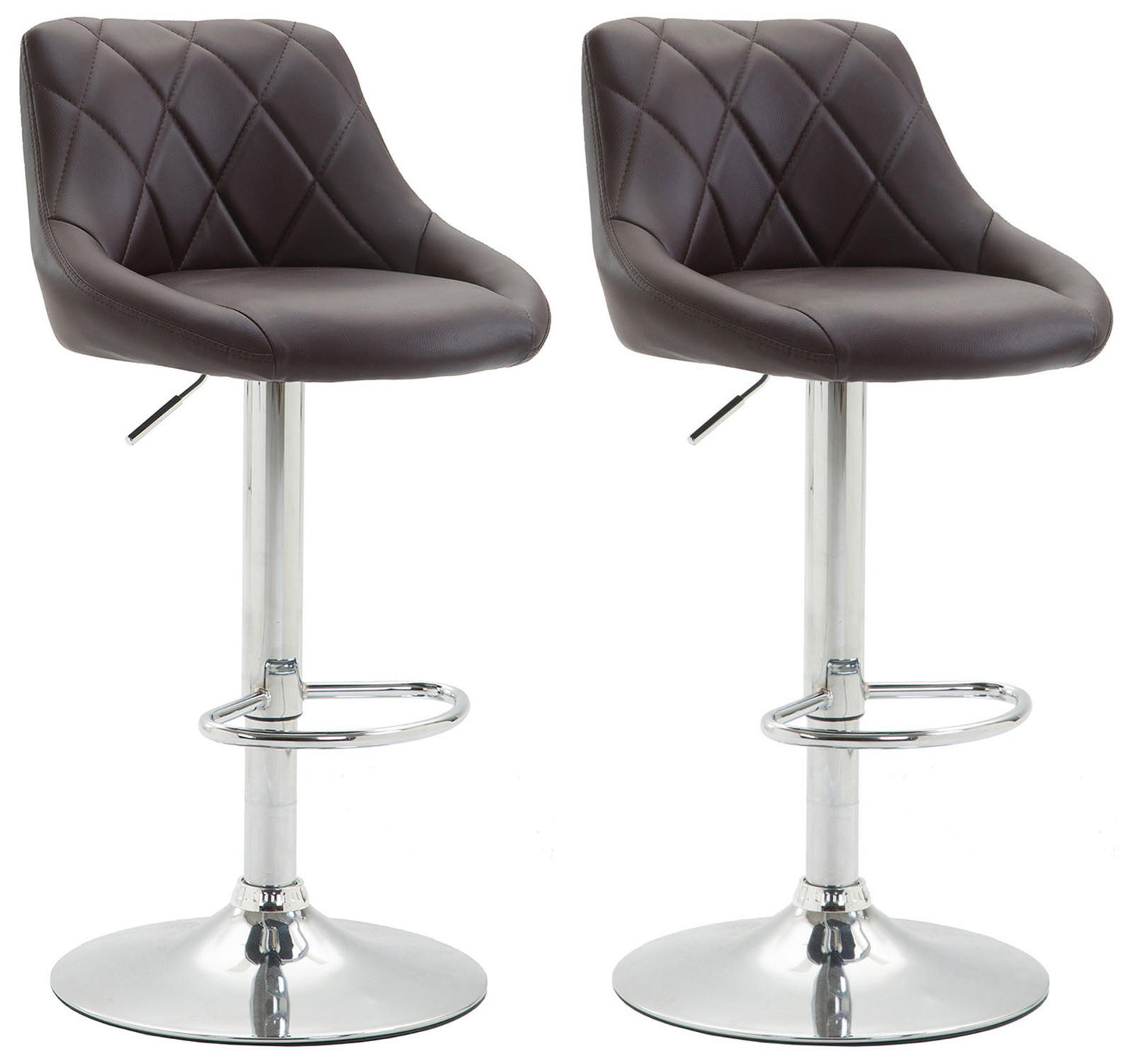 BARHOCKER Lazius, 2er Set, Gestell Metall in Chromoptik, Kunstleder Braun - Chromfarben/Braun, Kunststoff/Textil (46/100/49cm) - TPFLiving