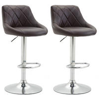 BARHOCKER Lazius, 2er Set, Gestell Metall in Chromoptik, Kunstleder Braun - Chromfarben/Braun, Kunststoff/Textil (46/100/49cm) - TPFLiving