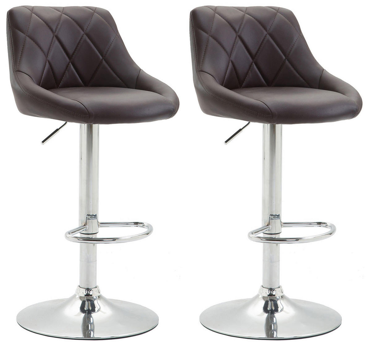 BARHOCKER Lazius, 2er Set, Gestell Metall in Chromoptik, Kunstleder Braun - Chromfarben/Braun, Kunststoff/Textil (46/100/49cm) - TPFLiving