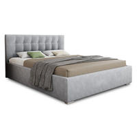 POLSTERBETT KINA 180/200 in Velours Hellgrau - Hellgrau, Holz/Holzwerkstoff (180/200cm) - Deine Möbel 24