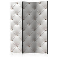 PARAVENT Beidseitig Bedruckter 3-tlg 135x172 cm Elegante Steppmuster - Grau, Holz/Textil (135/172/3cm) - Muralo