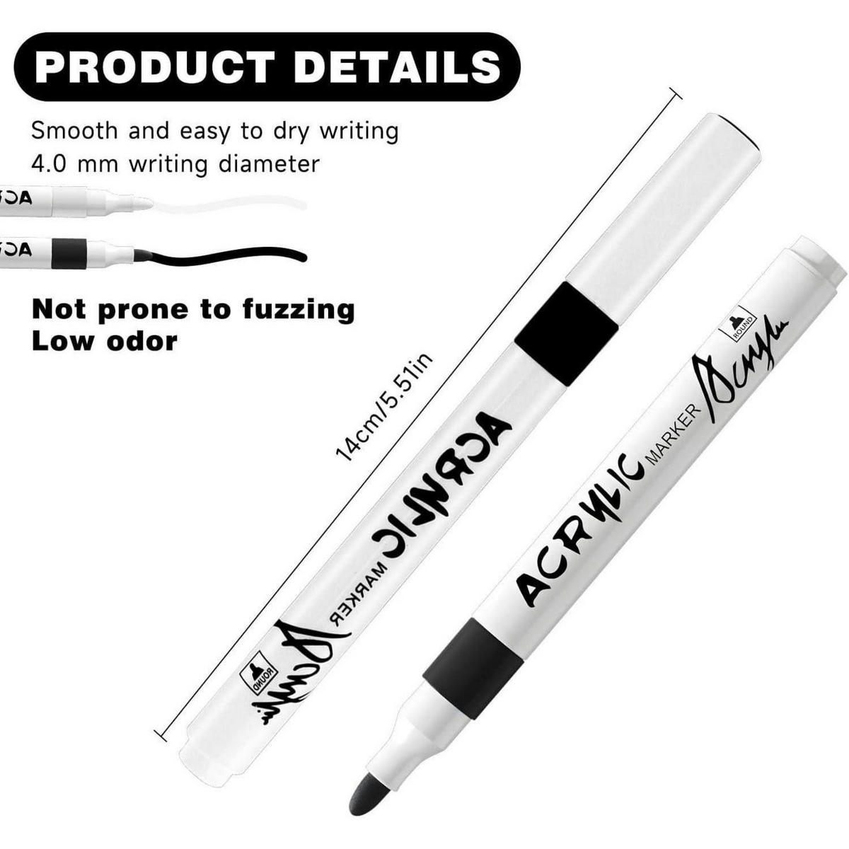 ACRYLMARKER Set 4.0 mm Spitze Schwarz Weiß - Weiß, Kunststoff (1/1/14cm)