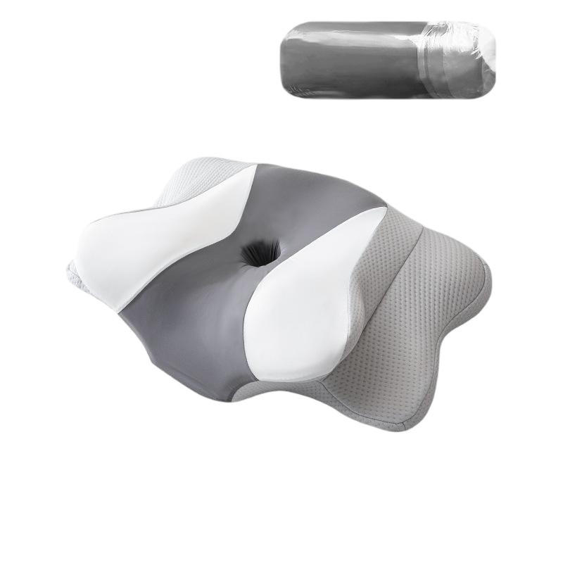NACKENKISSEN ，Ergonomisches , 60x40x13cm - Dunkelgrau/Weiß, Textil (60/40cm)