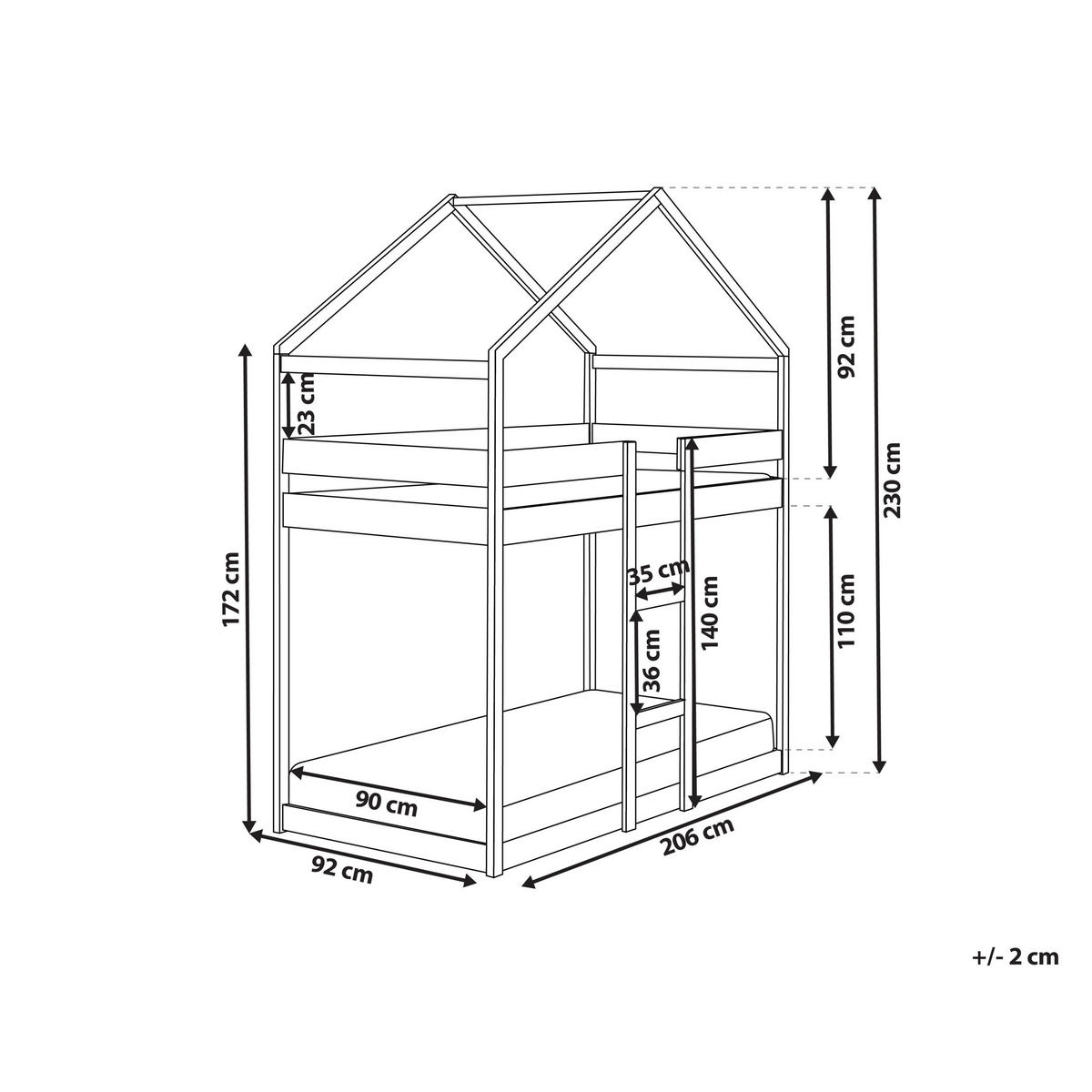 HOCHBETT 90x200 cm Weiß Labatut - Weiß, Holz (90/200cm) - Beliani