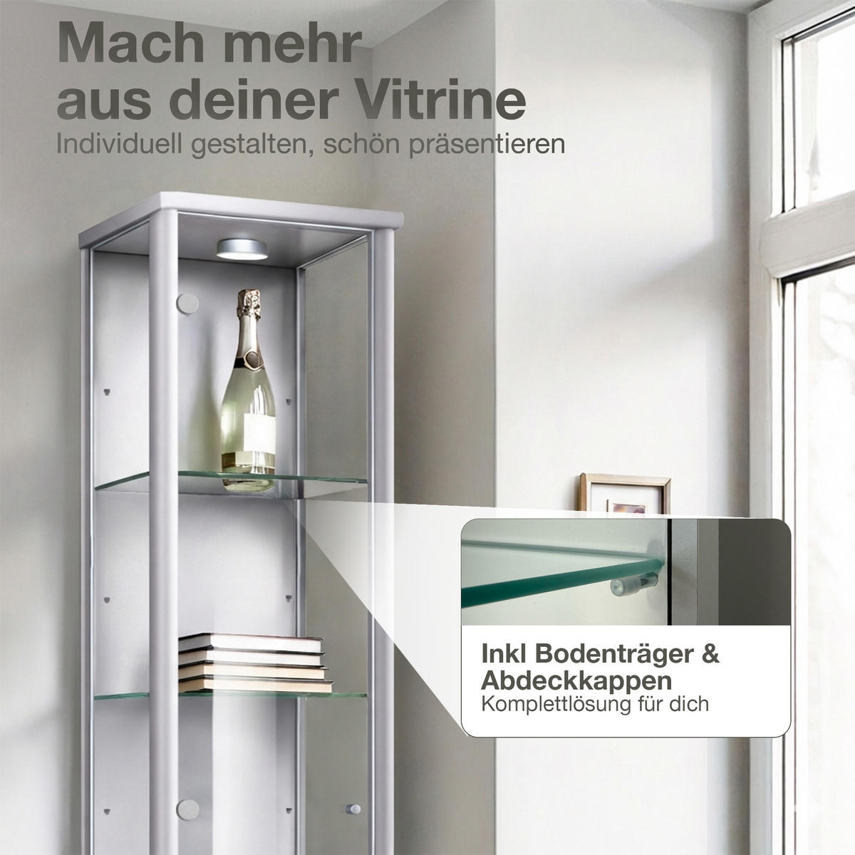 GLASBODEN 4er Set 23,6/32,6/0,4 cm für Standvitrinen 1-türig Erweiterungsset - Transparent, Glas (32.6/0.4/23.6cm) - K-Möbel