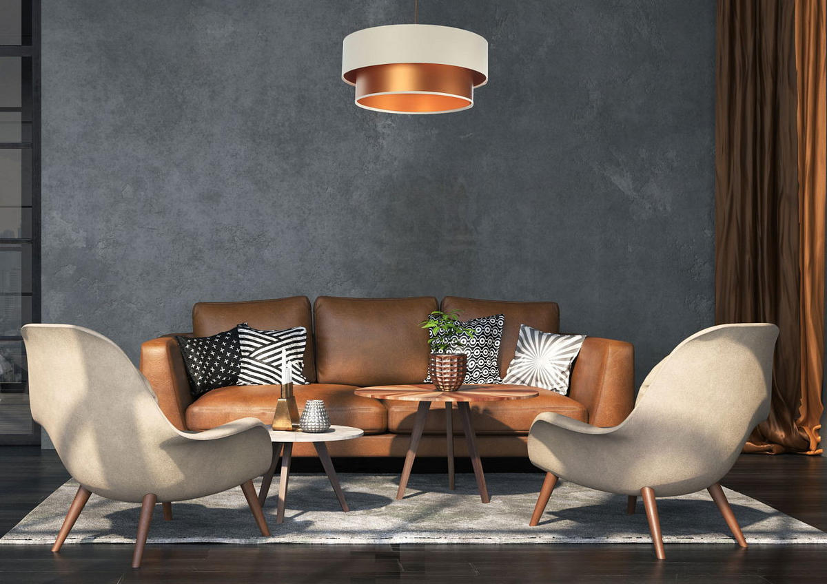HÄNGELEUCHTE Kupfer 60/20 cm - Beige/Kupferfarben, Kunststoff (60/1/20cm) - ONZENO