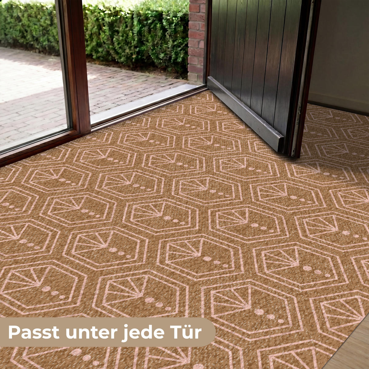 ROHOŽKA Hnedá - Ružová - Geometrické - Vzorované 180x120 cm - hnedá, plast (180/120cm) - MuchoWow