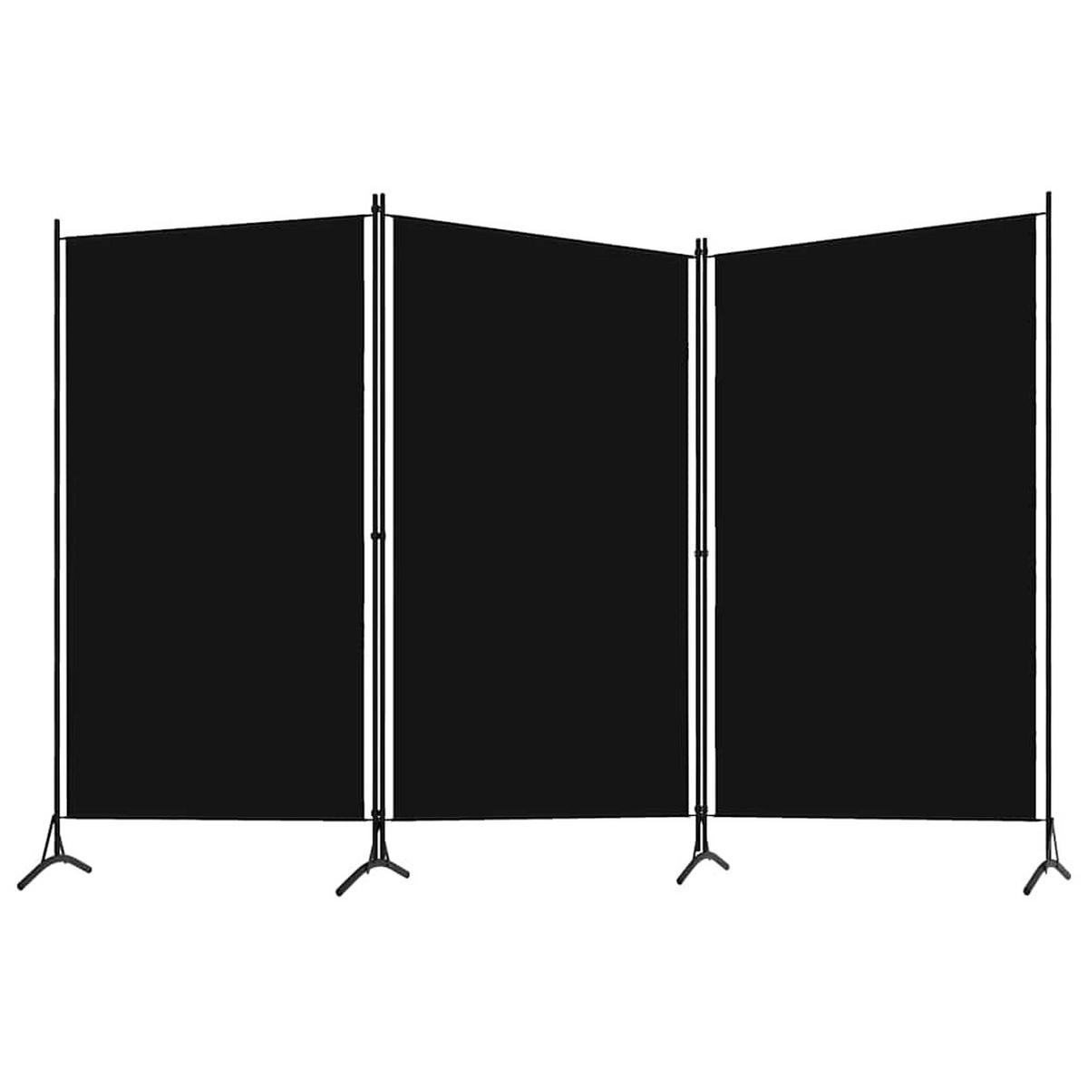 PARAVENT, Klappbar, 3-Teilig, 260/180 cm, aus Stoff, Schwarz - Schwarz, Textil (260/180/1cm) - vidaXL