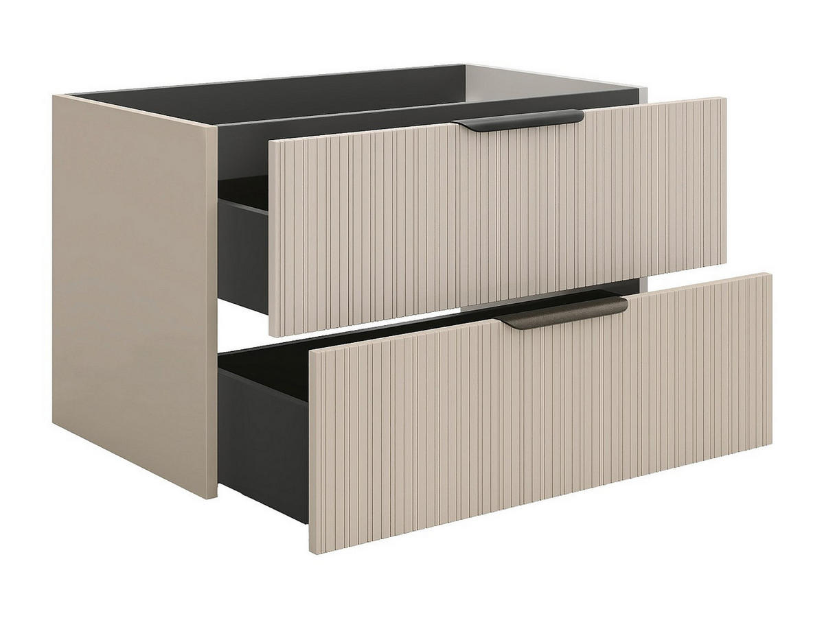HÄNGESCHRANK für Waschbecken in Rillenoptik - Beige - 80 cm - DALIKO - Beige, Holz (80/50/46cm) - Vente-Unique