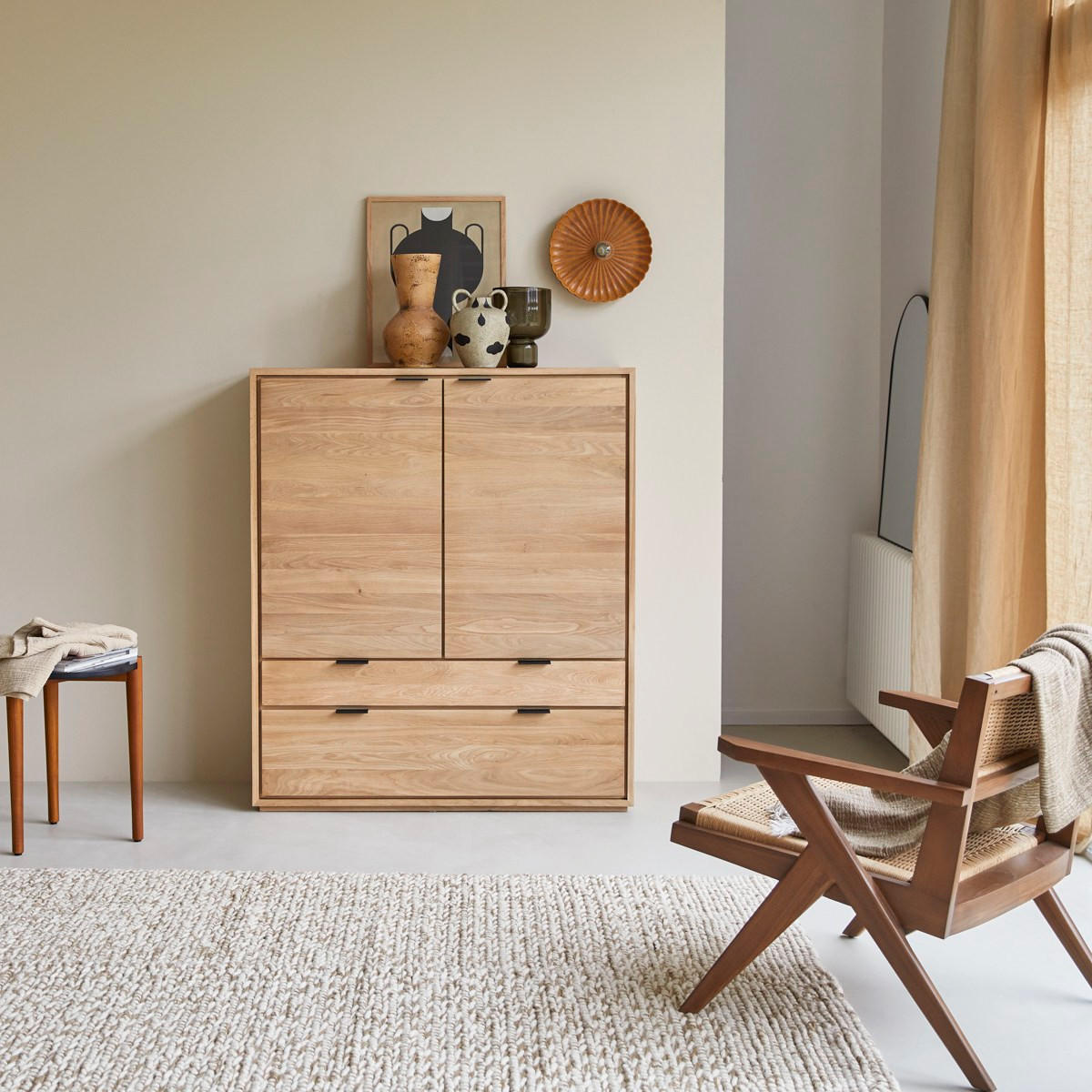SCHRANK Senson Natur aus Eiche - Naturfarben, Holz (110/128/43cm) - Tikamoon