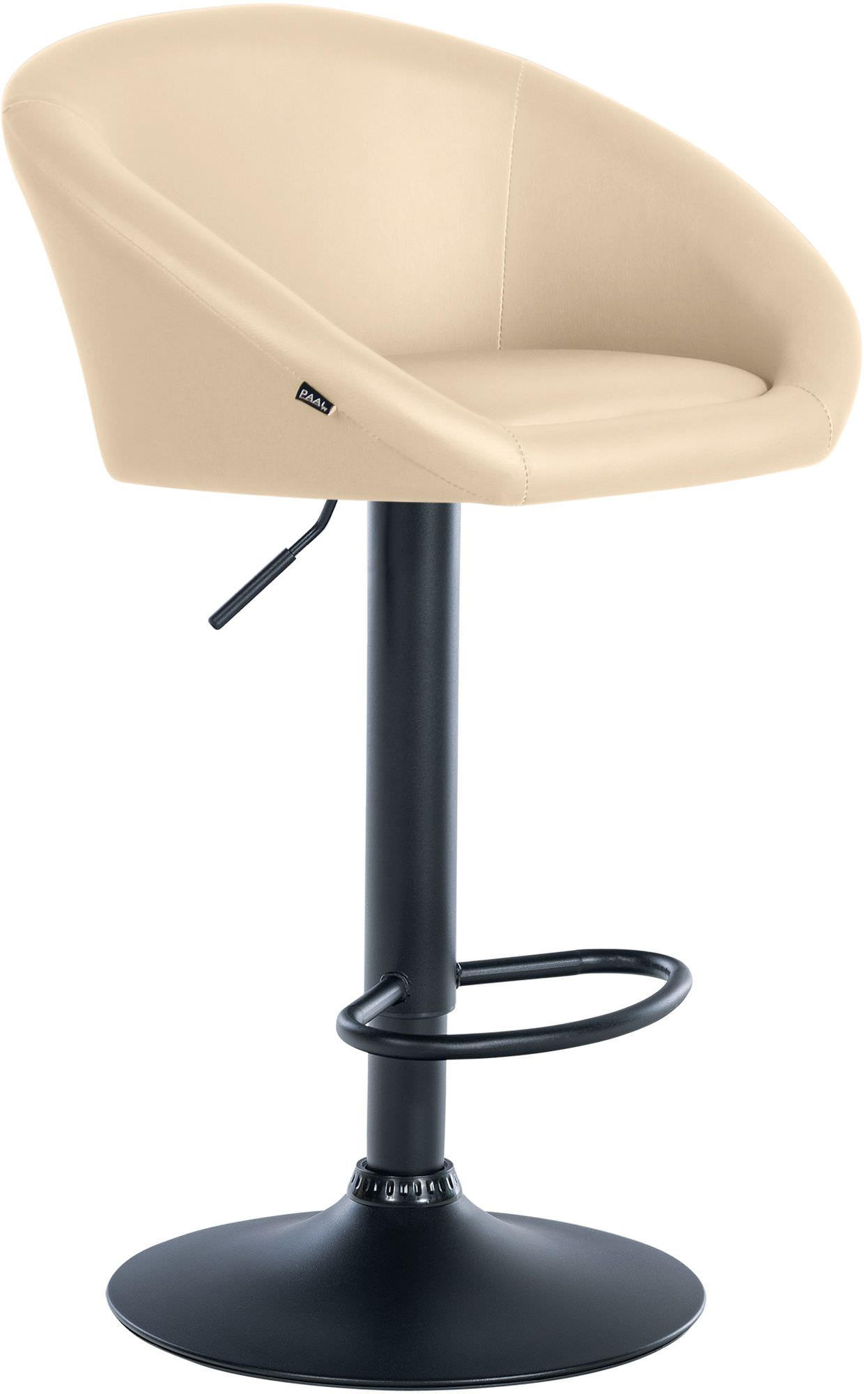 BARHOCKER OSLO Creme Kunstleder Schwarz - Creme, Leder/Metall (55/86/51cm) - DELUKE