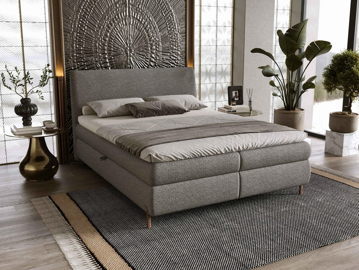BOXBETT Evia - H3 - Braun/Grau, Holzwerkstoff/Textil (160/200cm) - MIRJAN24