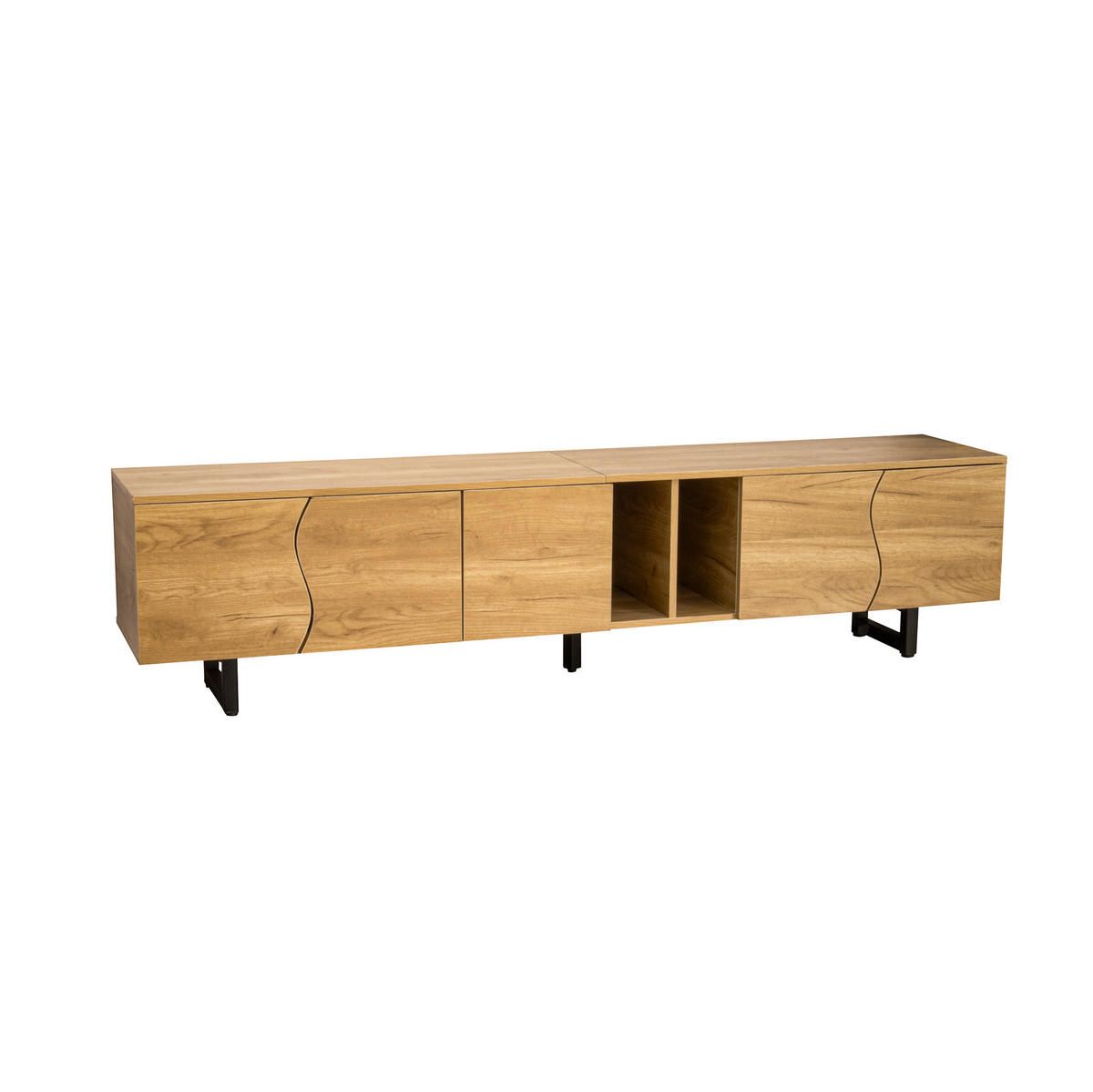 LOWBOARD 191/38/46,5 cm aus MDF und Holzwerkstoff mit geschwungenen Türen Natur - Hellbraun, Holzwerkstoff (191/46.5/38cm) - Modenvie