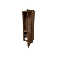 VITRINE Sheesham 70x40x202 rot-braun gebeizt TORONTO #110 - Dunkelbraun, Holz (70/202/40cm) - Massivmoebel24