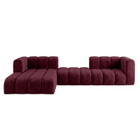 ECKSOFA Modulares In L-Form, Velvet-Stoff Riviera, Rotwein, Links, GRAND 319 cm - Dunkelrot, Holz (319/175cm) - Kaiser Möbel