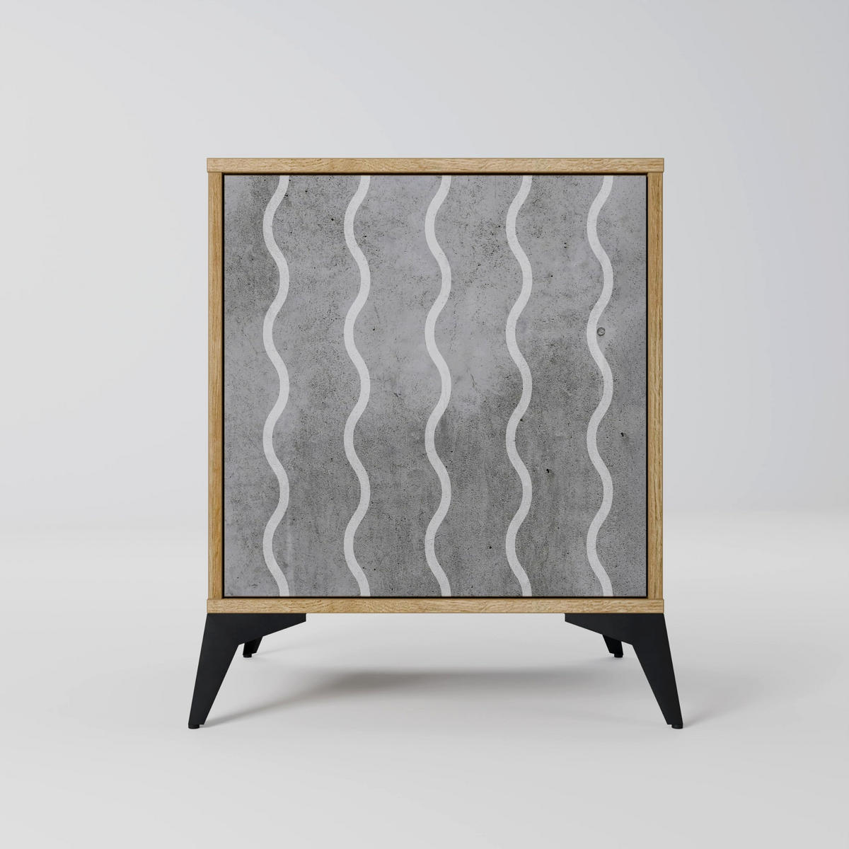 SIDEBOARD WAVES OF CONCRETE, Eichefarben, 57,5x42x57,5 cm, Ohne Füße - Eichefarben/Multicolor, Holzwerkstoff (57.5/57.5/42cm) - SpaceRebels