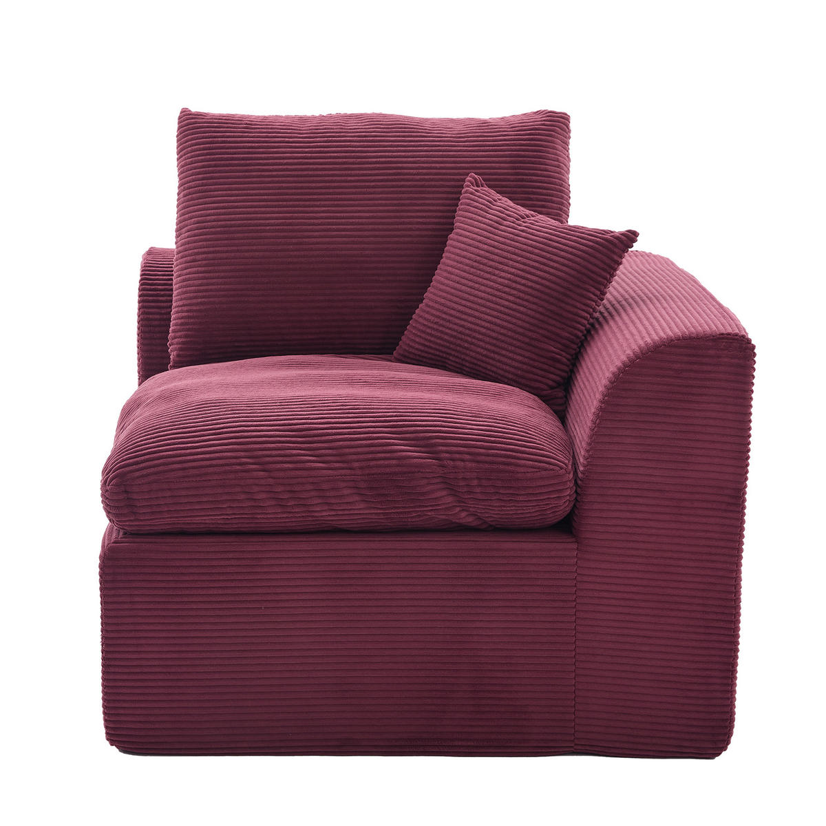 SESSEL Cord-Sofa mit Federkern-Polsterung und Kissen, Montagefrei - Dunkelrot, Textil (101/84/102cm) - Urban Meuble