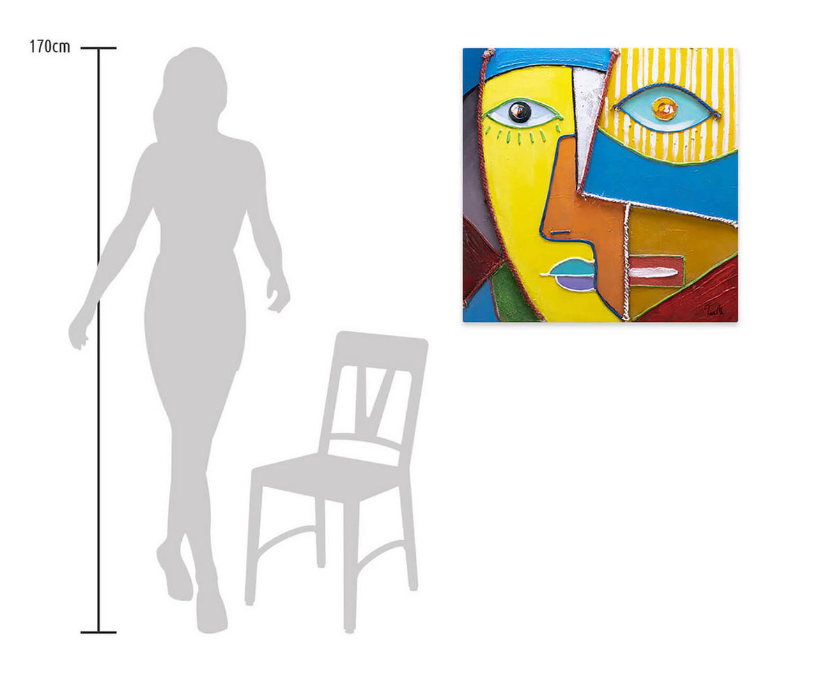 RUČNE MAĽOVANÝ AKRYLOVÝ OBRAZ 80/80 cm, viacfarebný, figurálny motív - viacfarebná, drevo/textil (80/80cm) - KUNSTLOFT