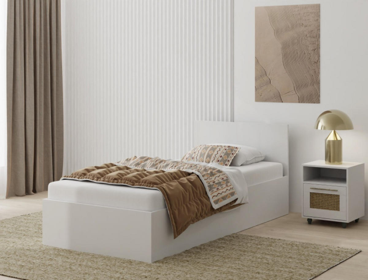 BETT Weiß ALDO Mit Matratze 90x200 cm Mit Bettkasten - Weiß, Textil (90/200cm) - Sepro Meble