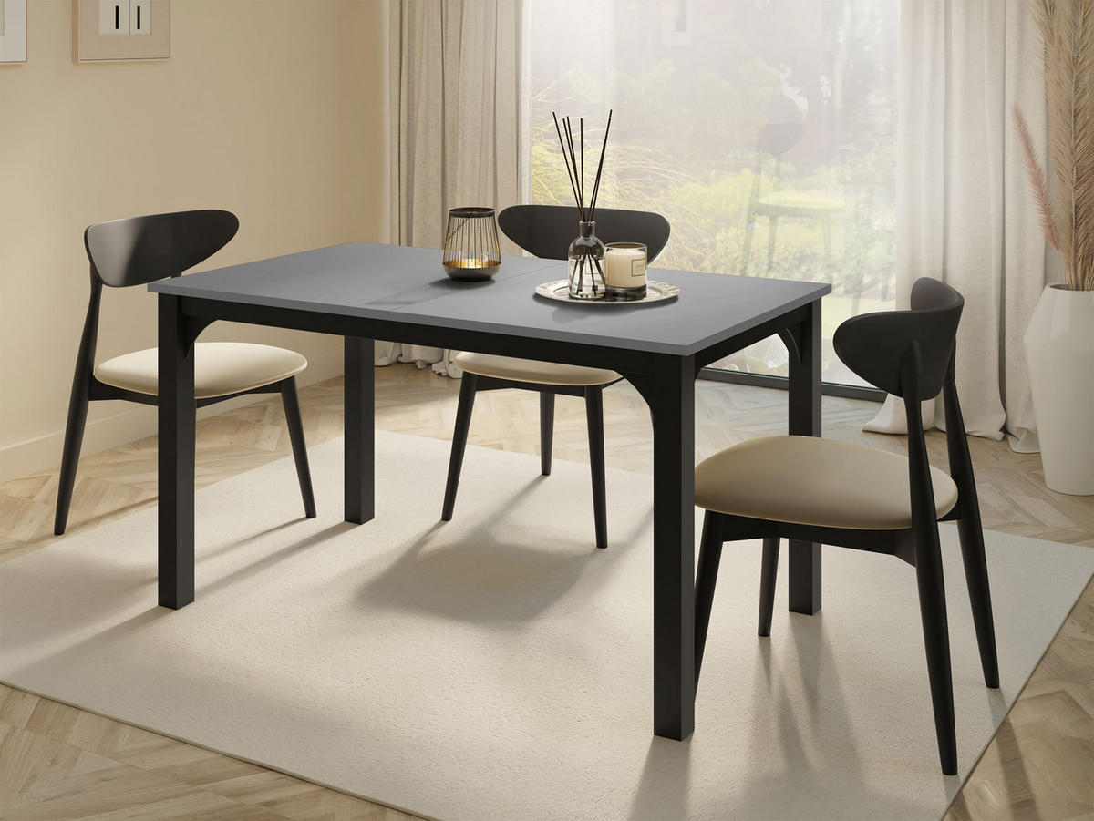 ESSTISCH Focus 140 - Schwarz/Grau, Holzwerkstoff/Metall (80/140/76cm) - MIRJAN24