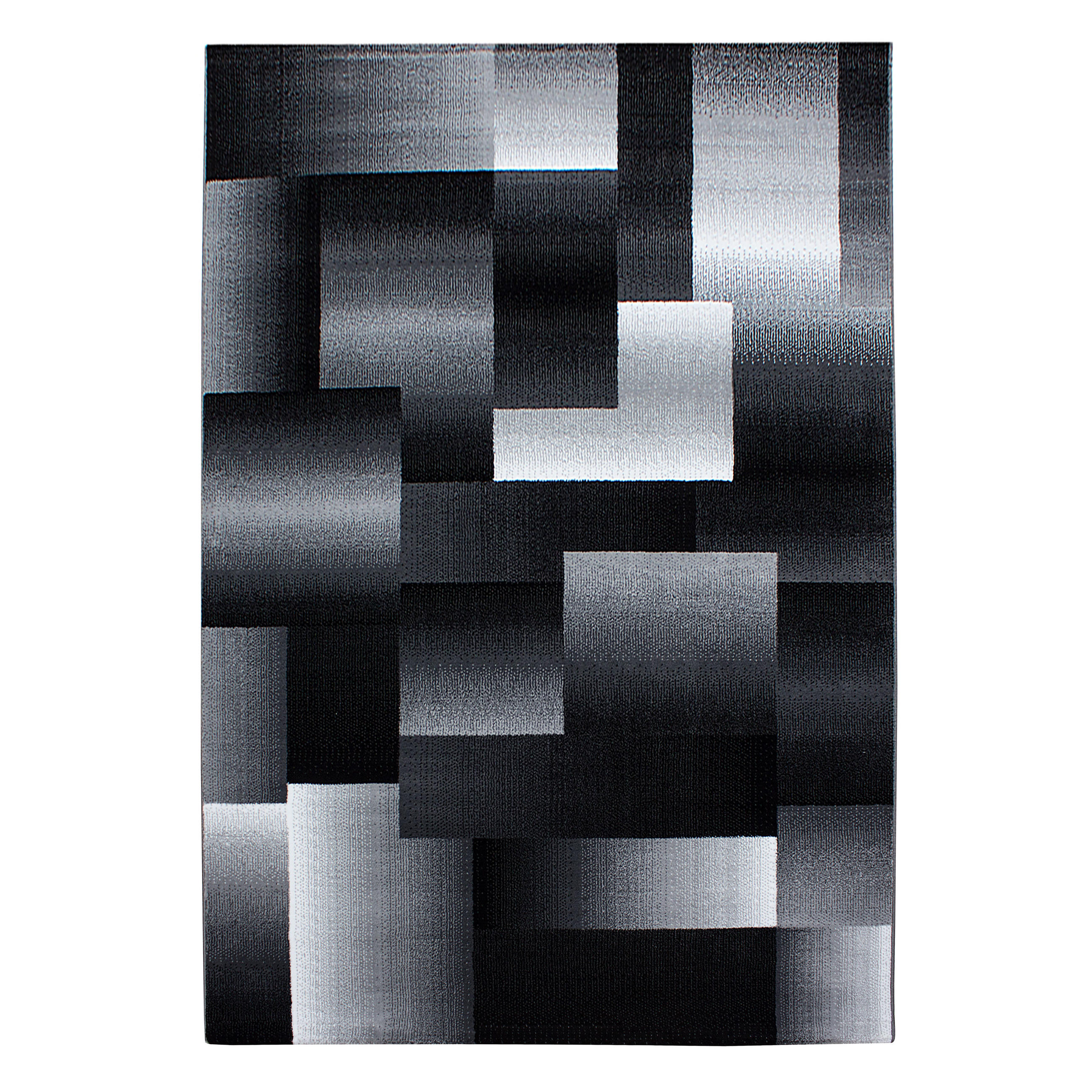 TEPPICH Kurzflor Abstrakt Karo Polypropylen saugroboter Wohnzimmer Schwarz Rechteckig 160x230 - Schwarz, Textil (160/230cm) - KADIMA DESIGN