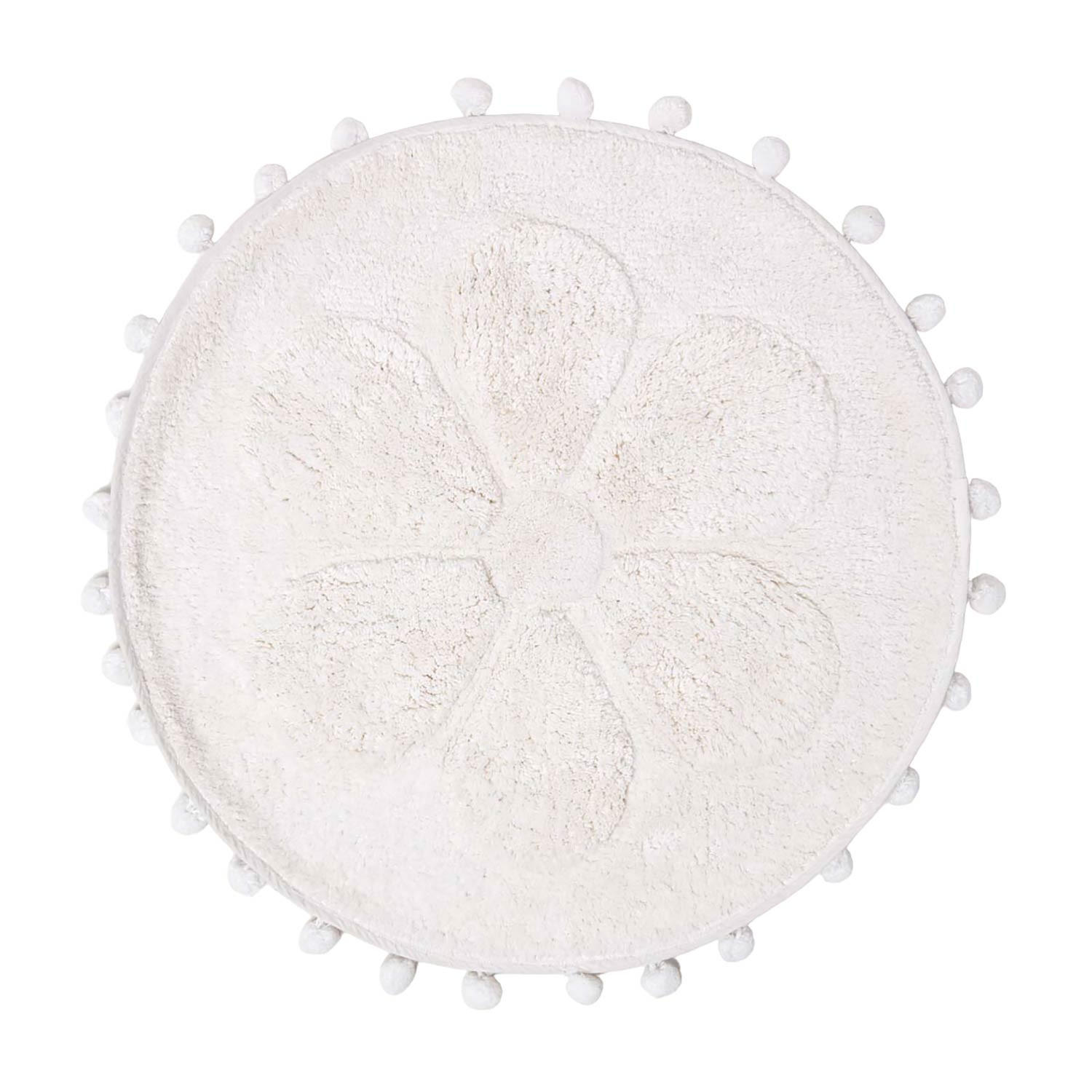 BADEMATTE Blume rund 60 cm, Baumwolle - Weiß, Textil (60/60cm) - Homescapes