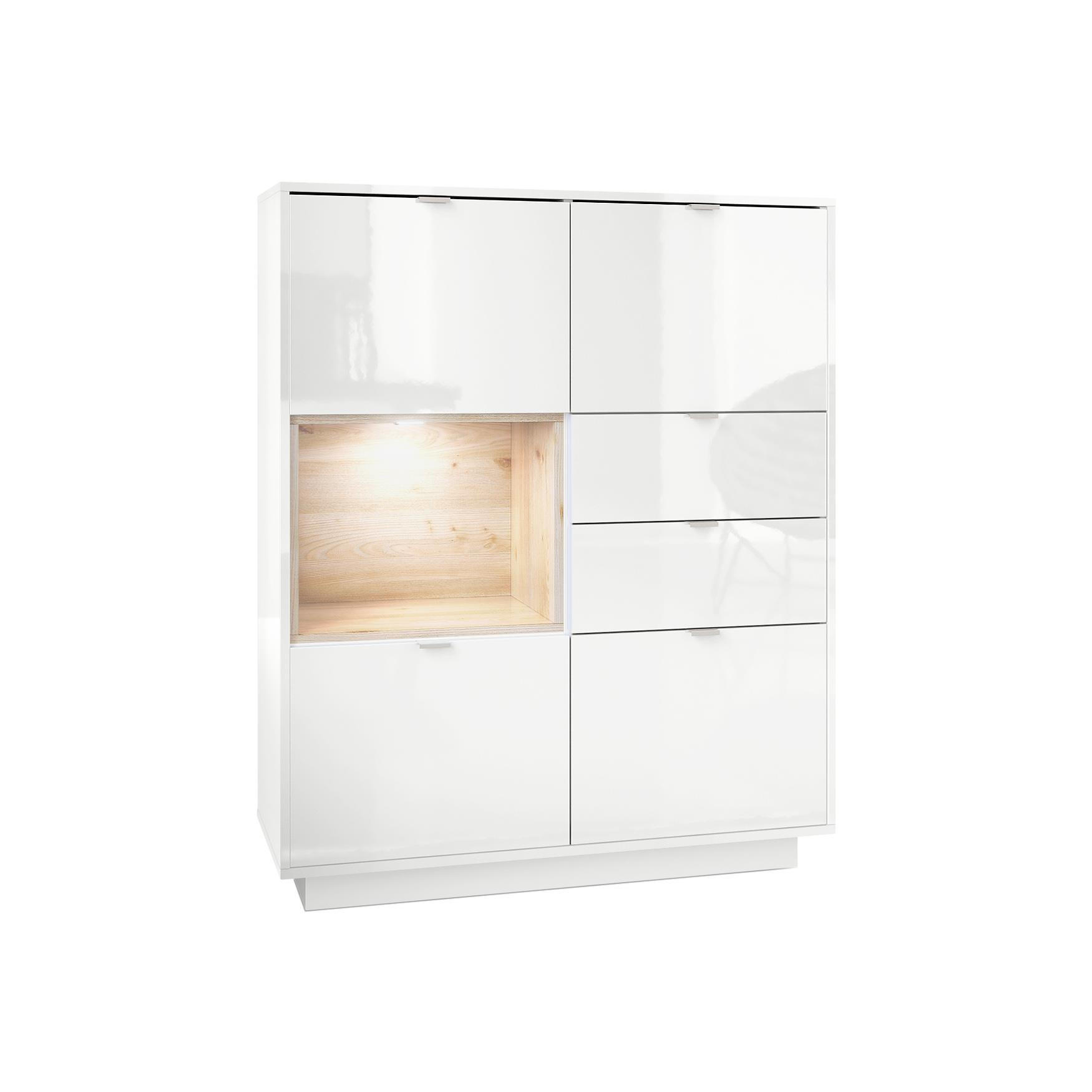 Vladon Highboard Silbereichen 103x123x37.5 cm