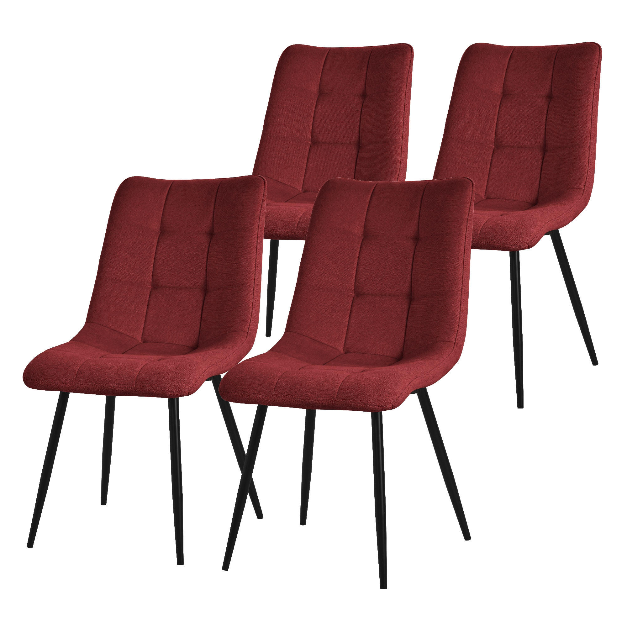 ML-DESIGN JÍDELNÍ ŽIDLE SADA 4 KS Červená látková potah