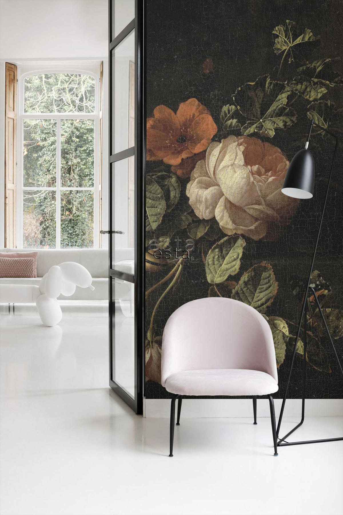 FOTOTAPETE Blumenstillleben 186 x 279 cm - Schwarz, Papier (186/279cm) - ESTAhome