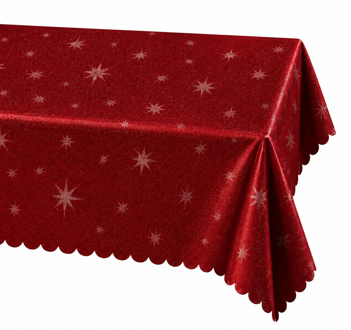TISCHDECKE 130/160 eckig Lurex Sterne Rot - Rot, Textil (130/160cm) - TiborTex