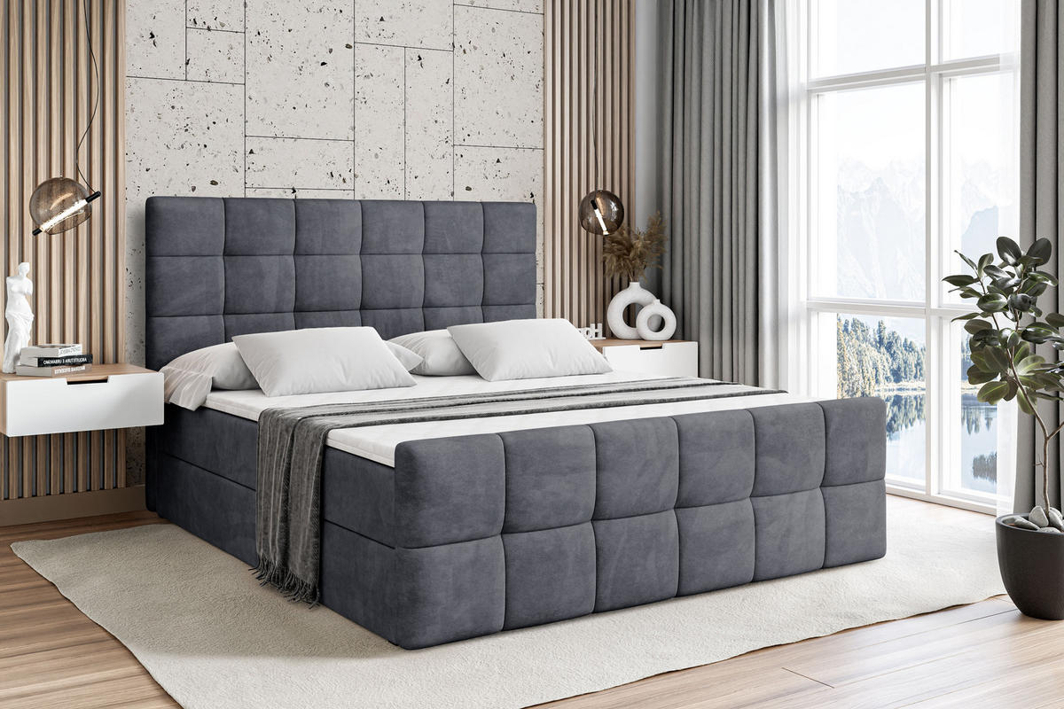 BOXBETT BRUGO-Z - 120 x 200 - H4 - Dunkelgrau - Dunkelgrau, Holzwerkstoff (120/200cm) - ALTDECOR