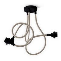 PENDELLEUCHTE TWIST 3 Flammig - Beige/Schwarz, Naturmaterialien (90/12/90cm) - HOOPZI