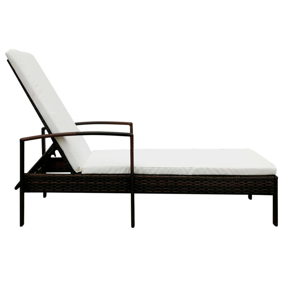 SONNENLIEGE mit Auflage Poly Rattan Braun - Braun, Kunststoff (68/95/195cm) - furnicato