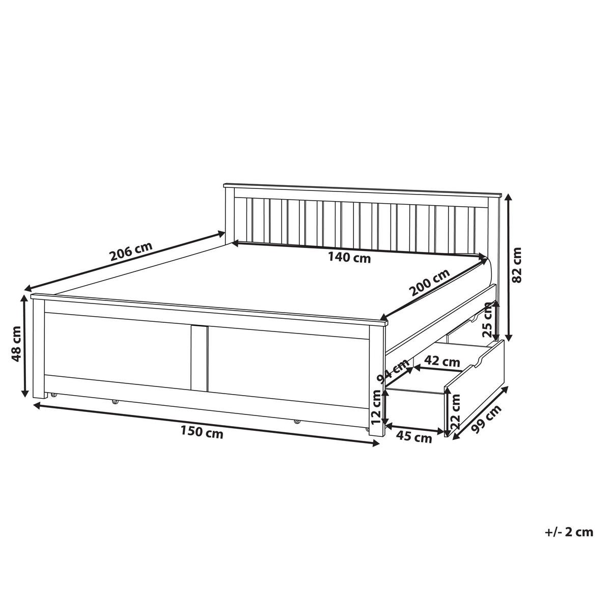 BETT mit Schubladen 140x200 cm Weiß Olendon - Weiß, Holz (140/200cm) - Beliani
