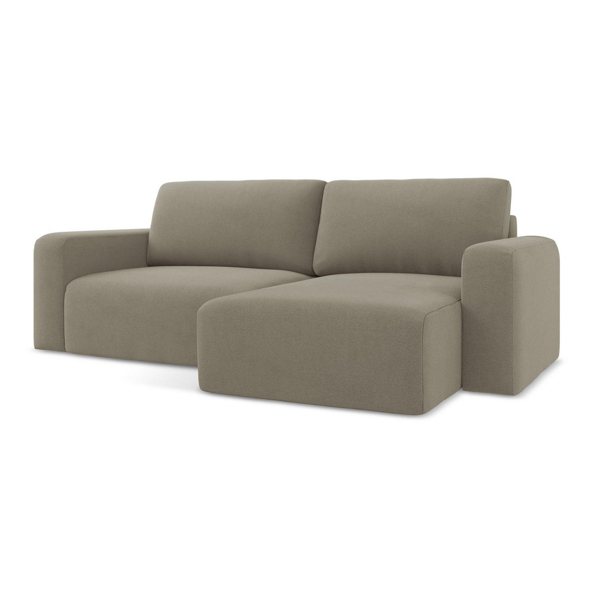 ECKSOFA mit Schlaffunktion rechts Strukturstoff Stoff Beige - Beige/Schwarz, Kunststoff/Textil (244/149cm) - LaMiaSofa