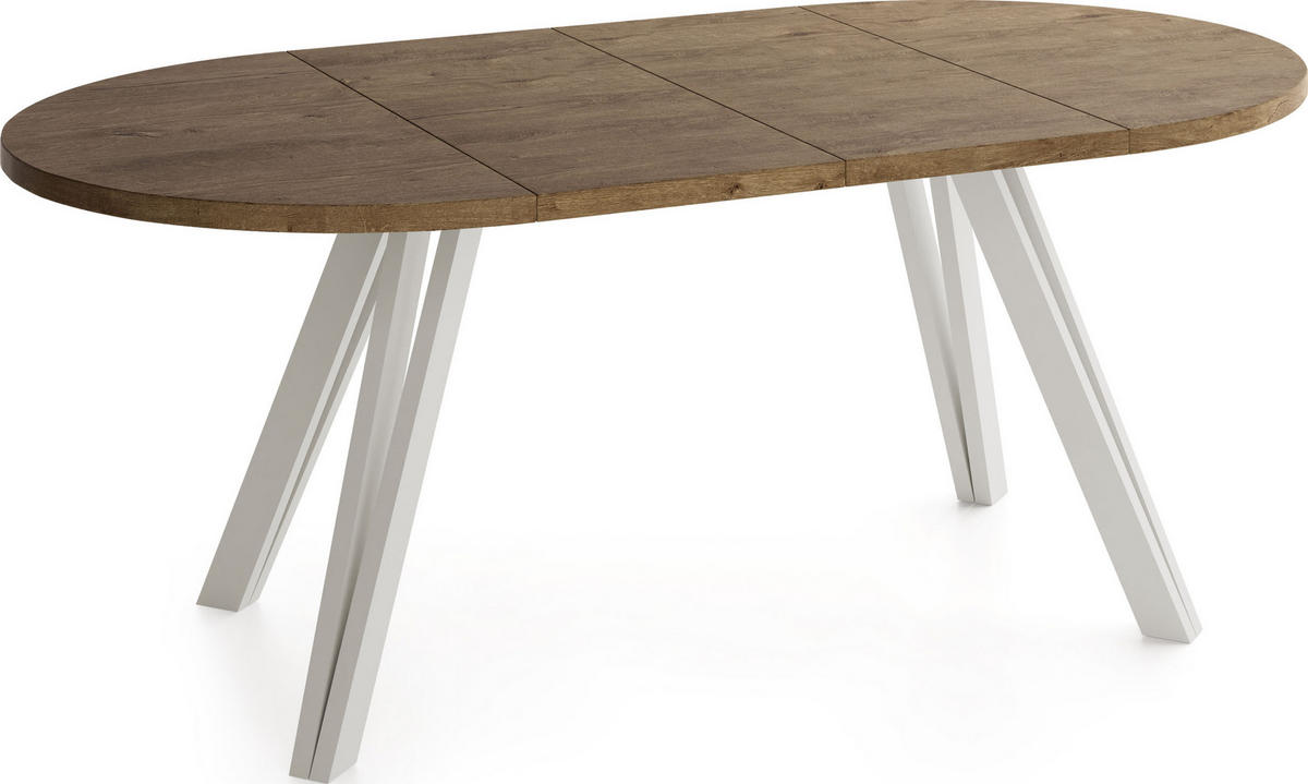 ESSTISCH Ravero runder ausziehbarer, Eiche Braun Rustikal 100-180/100/77 cm - Kaschmir/Alteiche, Holz/Holzwerkstoff (100/100/77cm) - WFL GROUP