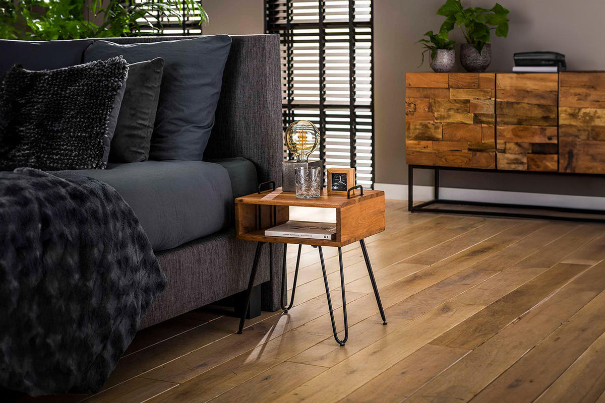 NACHTTISCH QARO Holz Akazie - Braun, Holz (40/48/34cm) - KAWOLA