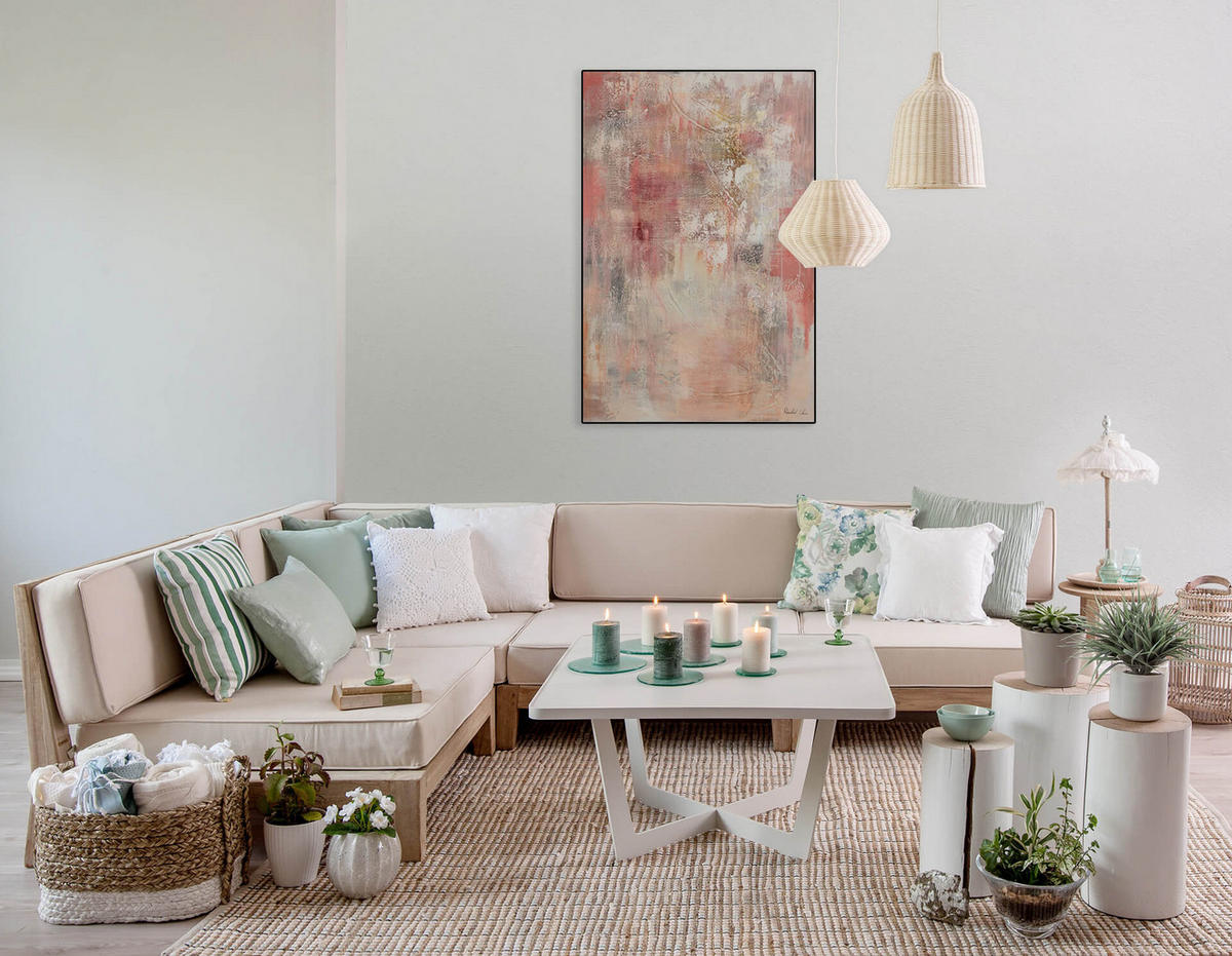 ACRYLBILD HANDGEMALT 80/120 cm - Pink/Rot, Holz/Textil (80/120cm) - KUNSTLOFT